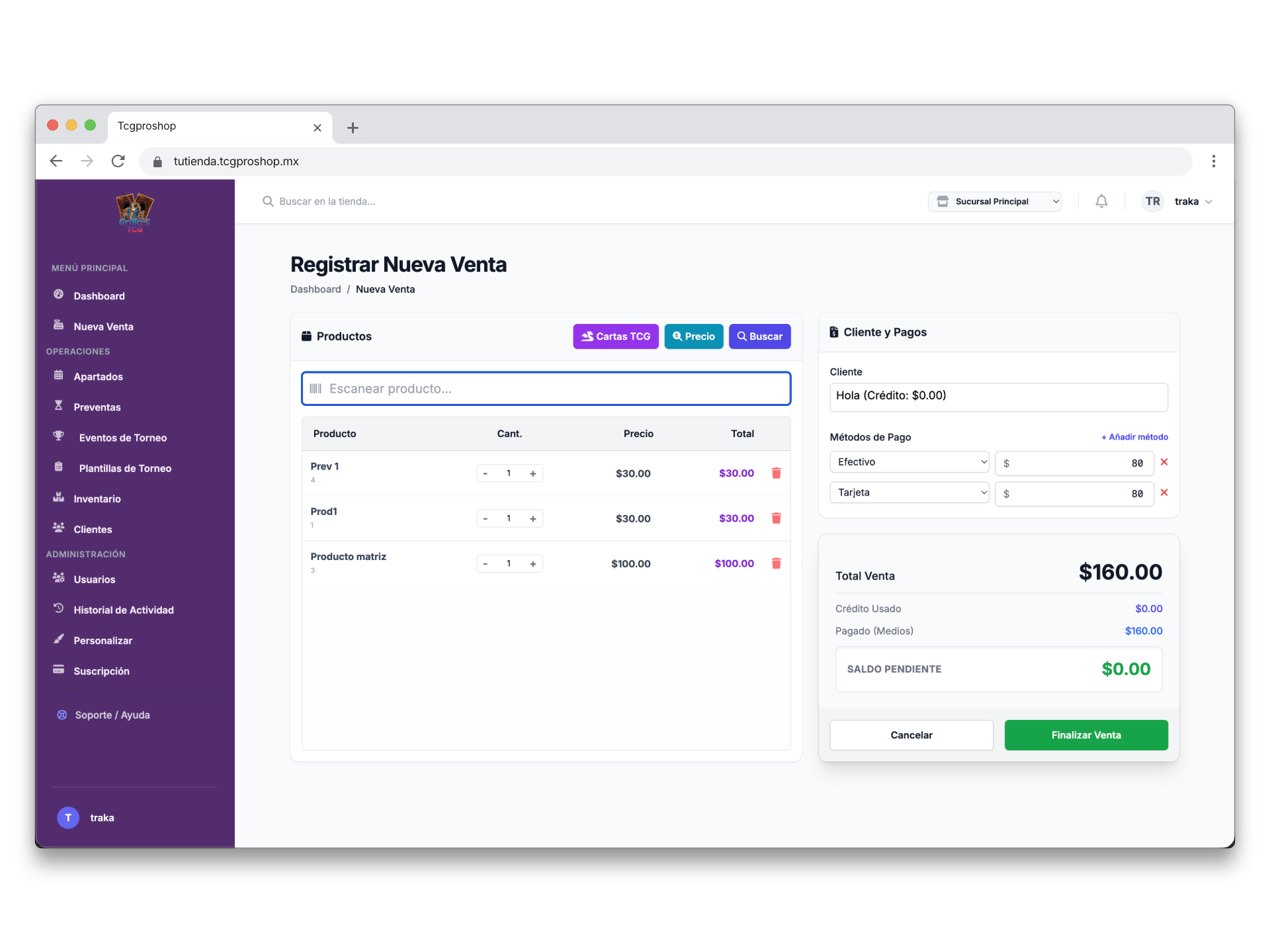 Pantalla de POS completa