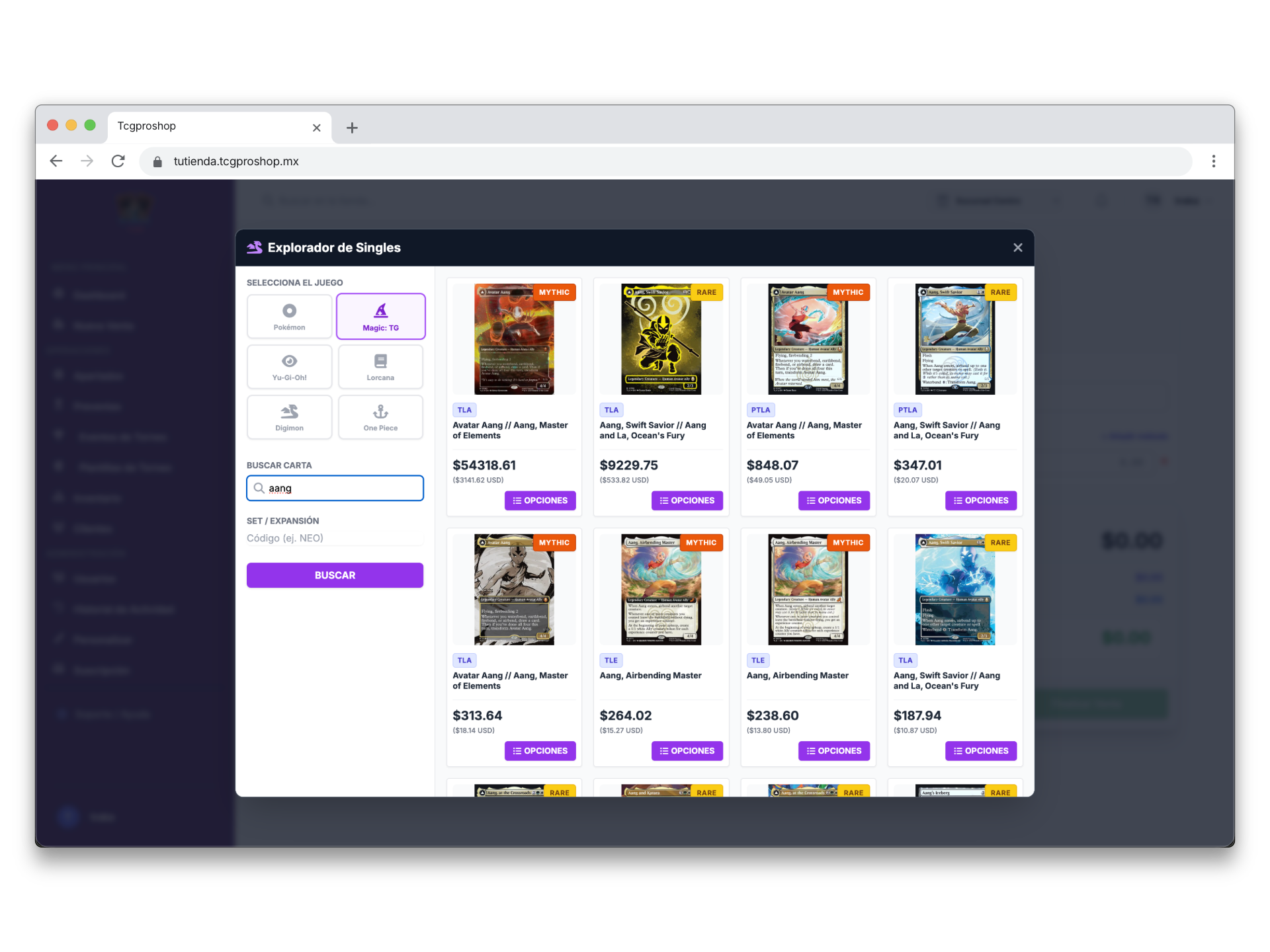 Buscador de Cartas TCG